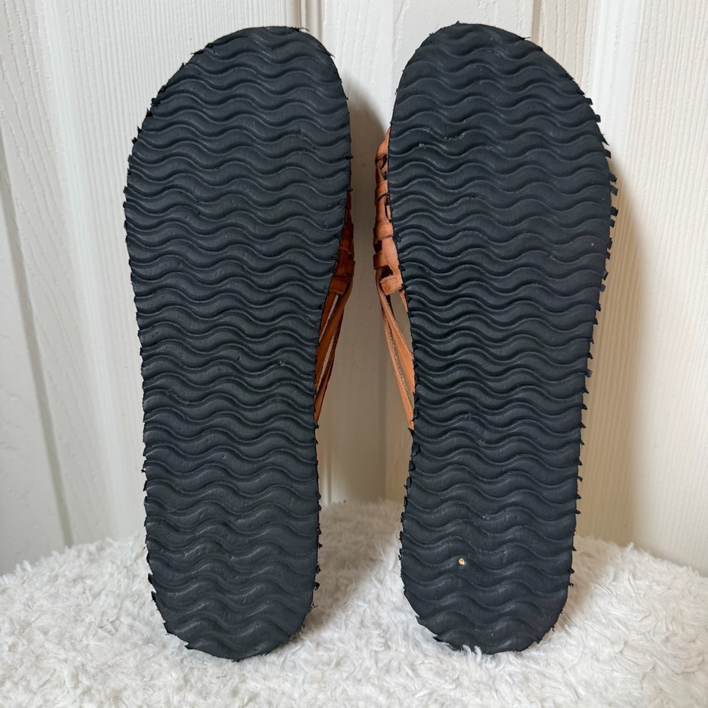 Mexican Braided Tan Leather Women's Huaraches Size 7 - Picture 6 of 6